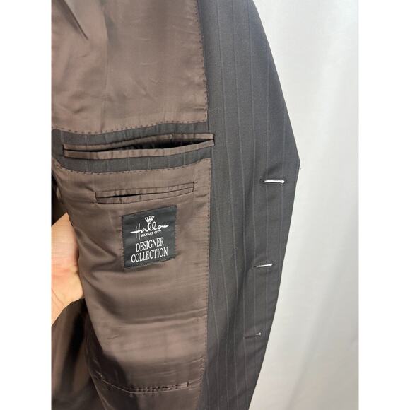 ERMENEGILDO ZEGNA TRANSEASONAL SILK WOOL Black Striped Blazer Jacket 52R, US 42R - Picture 8 of 10